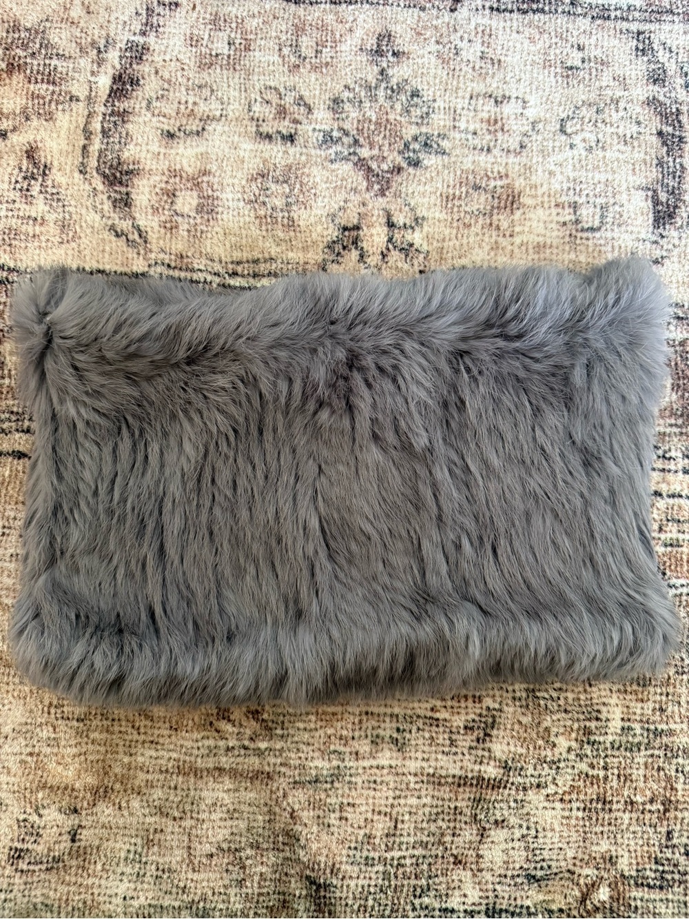 Vincent Pradier Genuine Rabbit Fur Gray Neck Warmer Scarf Collar